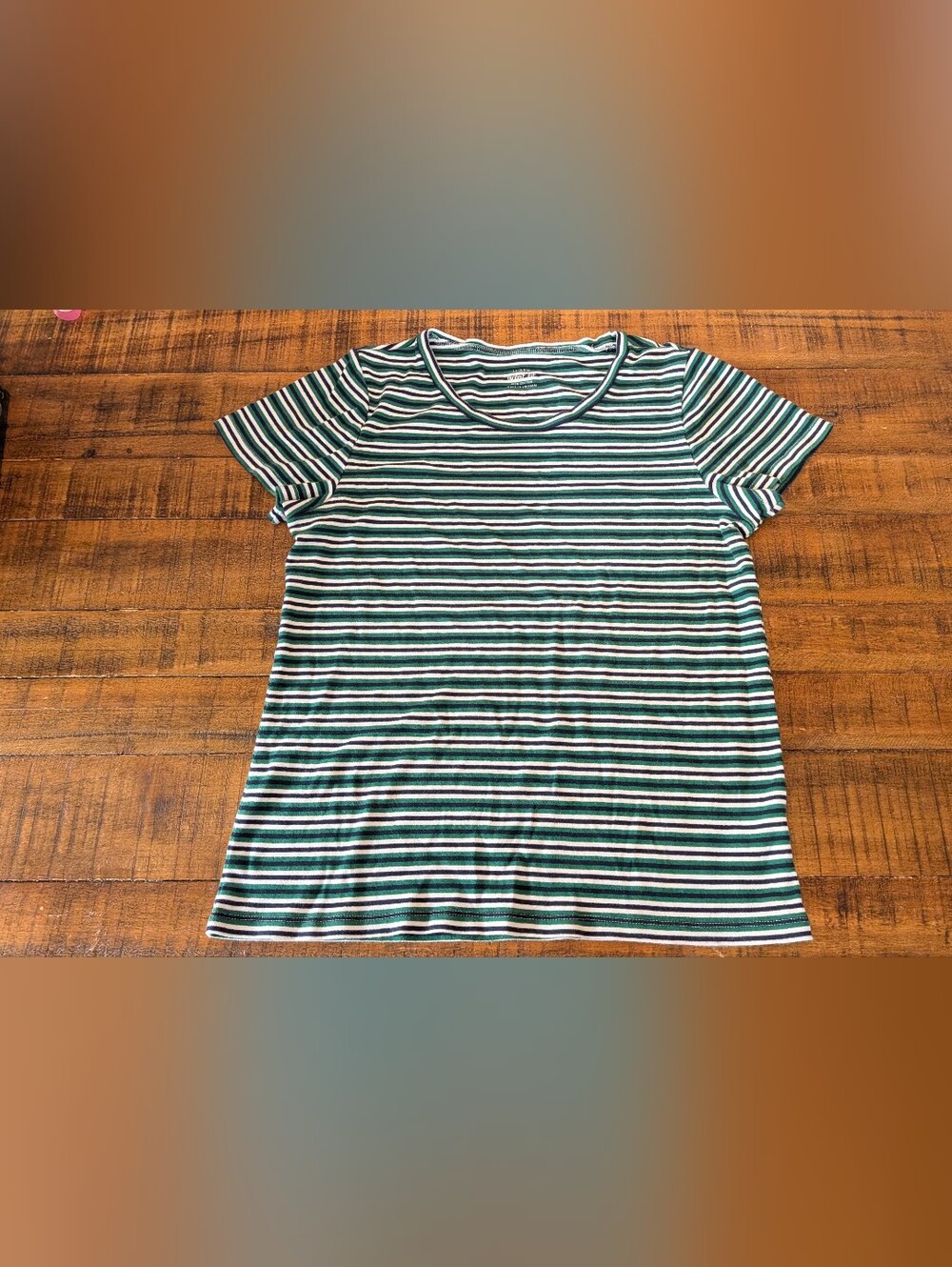 J. Crew Green, Navy, Green & White Striped Women's XL T-shirt